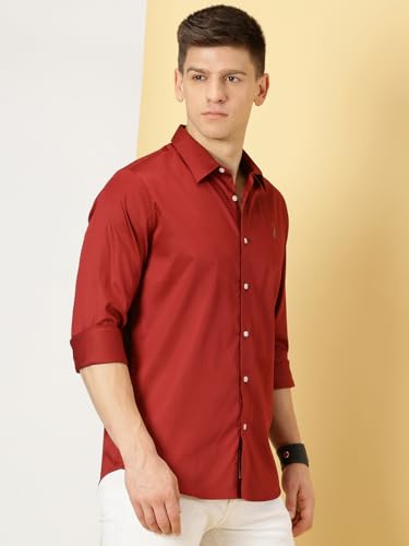 Image of Thomas Scott Men's | Solid | Full Sleeve | Slim Fit | Cotton Blend | Spread Collar | Casual Shirt