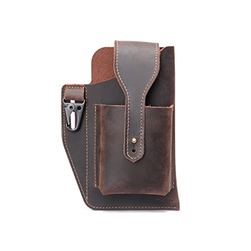 Sac banane pour homme en cuir café, l'étui de ceinture idéal pour randonnée et trajets urbains