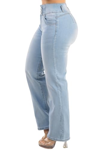 Image of Moda Xpress Women's Butt Lifting High Waisted Bootcut Jeans - Stretchy, Comfortable Flare Jeans in Junior Size Vintage Style