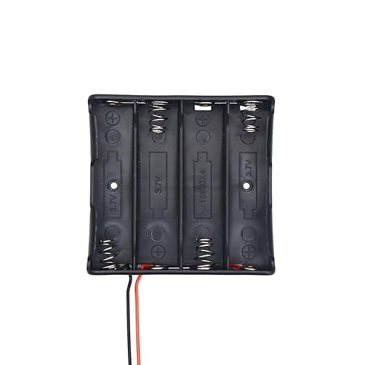 18650 Battery Holder with Wire Leads, Single Cell Plastic Case, Black (1, 4 Slot Holder)-image-21