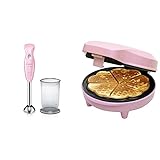Bosch MSM2410K Stabmixer, 400 W, Gentle Pink/Grau & Bestron Waffeleisen für klassische Herzwaffeln, Waffelmaker mit Antihaftbeschichtung für Waffeln in Herzform, Farbe: Rosa