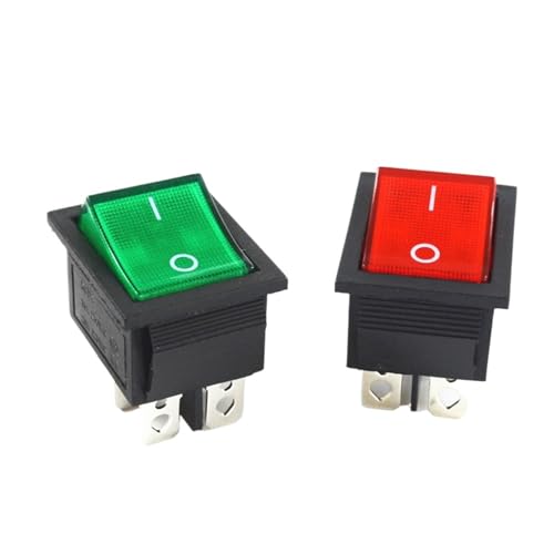 Interruptor KCD4 azul de 4 pines y 16A con luz piloto para control de corriente 3