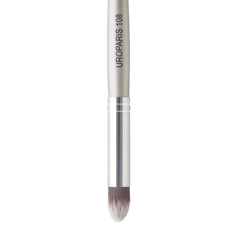 UROPARIS 108 Concealer Brush For Face Makeup | Makeup Tool with Wooden Handle | Synthetic Bristles, Brass Accents - Silver (1 piece) 1