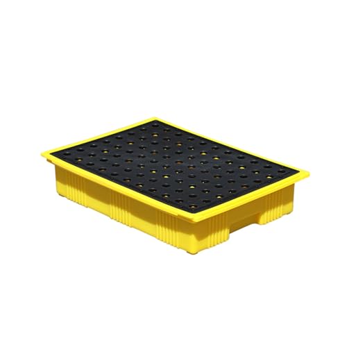 XLIHAWY Modular Spill Containment Tray, Plastic Pallet Storage with Drain Grating, Industrial Nestable Oil Drums Leak-Proof Tray(49x36x10cm/5pcs)