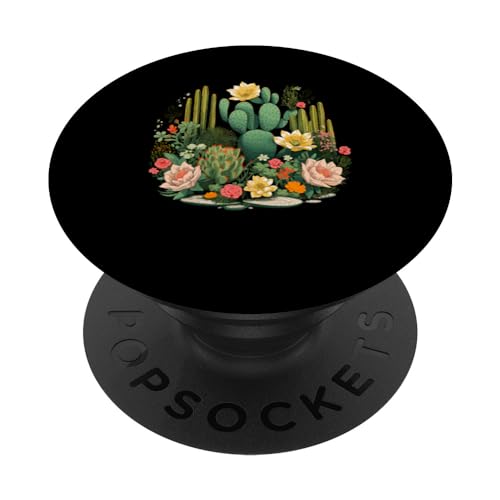 Saguaro Cactus Lover Gardening Succulent Art for Men Women PopSockets Swappable PopGrip, Black