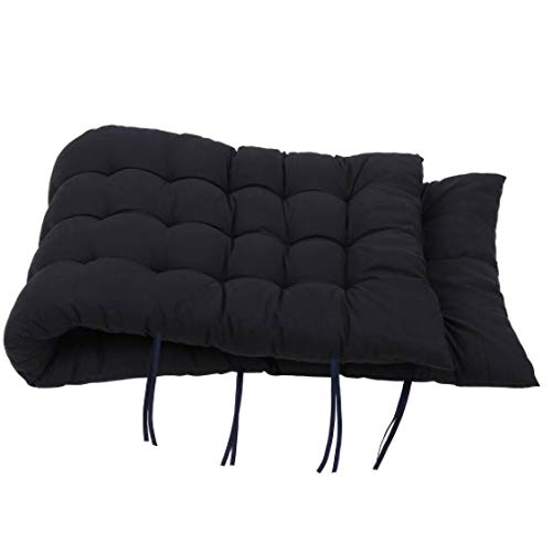 Image of Pum Pum Super Comfy Long Rocking Chair Cushion /Bench Back Seat Pad - Cotton, Handmade Quilts,(18X48 Inch,Black)