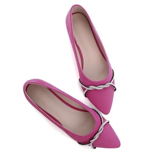 Image of TN TANGNEST Womens Casual Flats Chain Ballet Flats | Fashion Pointed Toe Rhinestone Flats, Comfort Slip On Dress Shoes for Business Work Office Wedding Party