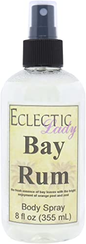Bay Rum Body Spray, 8 ounces, By Eclectic Lady, Body Mist for Women with Clean, Light & Gentle Fragrance, Cologne with Soft, Subtle Aroma For Daily Use