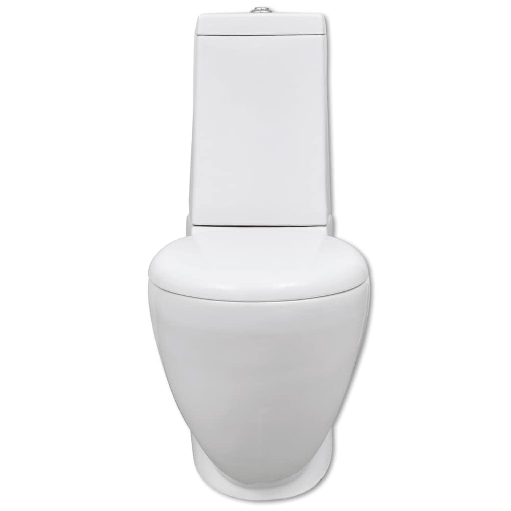 Set de inodoro y bidé de cerámica blanco, inodoro con asiento de cierre suave y doble descarga de 3/6 litros, bidé para montaje en el suelo, cómodo juego de baño