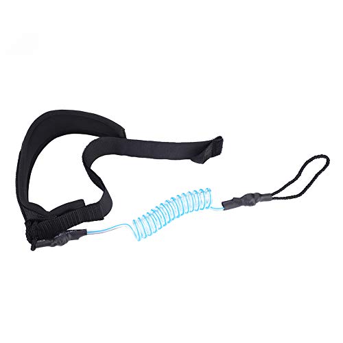 Surfboard Coiled Feather Leg Foot Rope Leash - Durable PU Cable for Men and Women Adjustable Ankle Cuffs for Body Board and Surfboard Black (Blue)