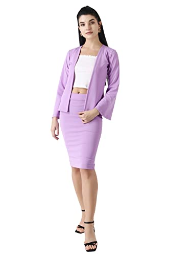 Image of POPWINGS Casual Solid Shrug and Knee Length Skirt Formal Co-Ord Set for Women - Stylish Western Two Piece Summer Work Dress