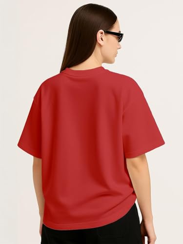 Image of Women's Printed Oversized T-Shirt with Half Sleeves and Round Neck, Soft Spun Fabric for Casual Wear (Size - S-2XL)