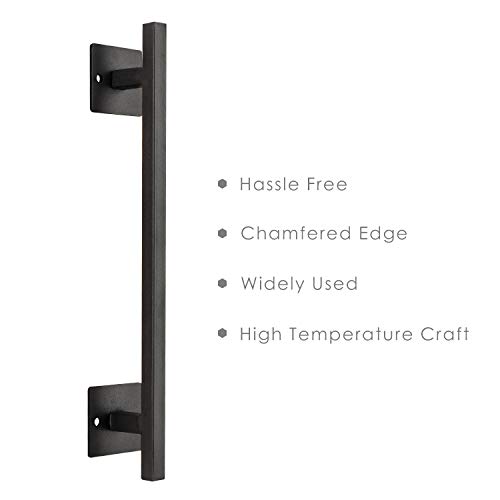 Homode 12 Inch Sliding Barn Door Handle, Matte Black Iron Steel Pull