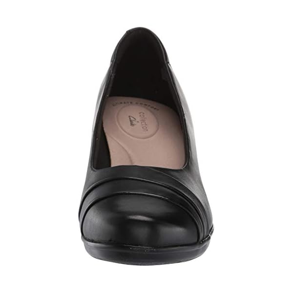 Clarks Women's Emslie Mae Pump, Black Leather, 8.5