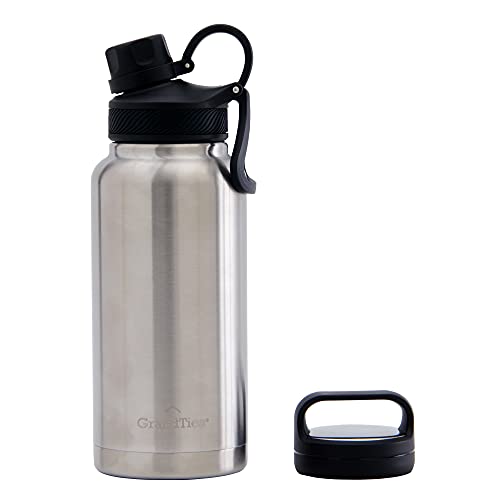 GRANDTIES 2 Lids Sports Stainless Steel Water Bottles – Wide