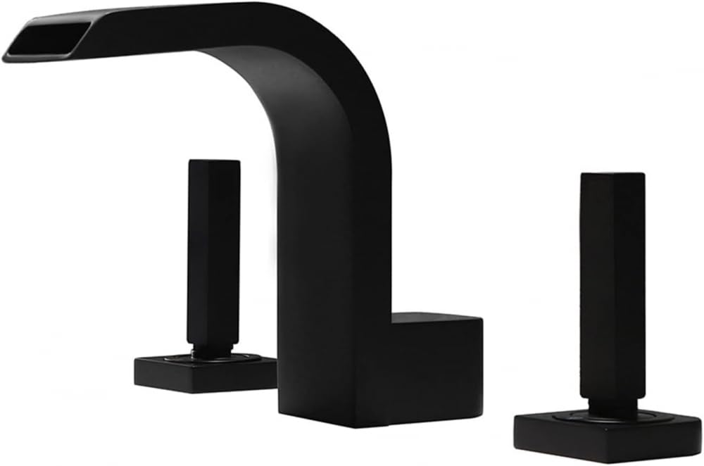 Robinetterie cascade de salle de bain noire avec valve céramique durable 3 trous