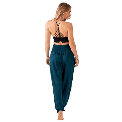 Image of Lotus and Luna Women's Harem Pants Thai Pants for Beach & Lounge High Waisted Flowy Boho Pants Genie Pants Yoga Pants