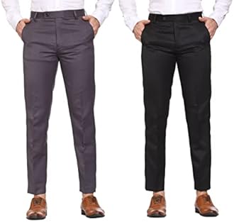 MALENO Men Formal Trouser Regular Fit Solid | Soft and Breathable Pant Combo (Pack of 2)