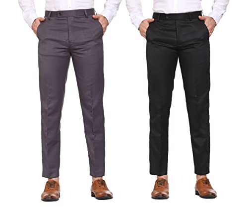 MALENO Men Formal Trouser Regular Fit Solid | Soft and Breathable Pant Combo (Pack of 2)