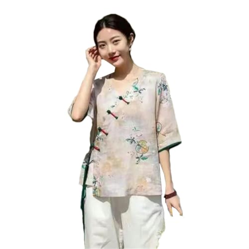 Chemise style chinois col V en lin pour vos moments de détente et sorties culturelles