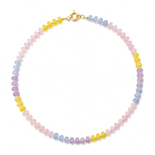Fnuqz Boho Colorful Beaded Gemstone Necklace Natural Stone Crystal Beads by Fnuqz - Used condition - US$5.64