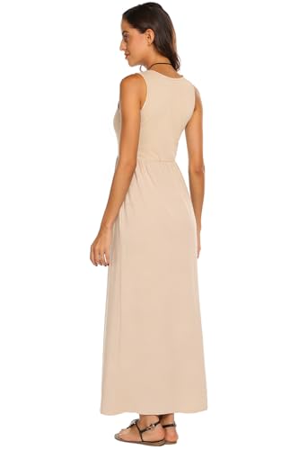 Image of Hount Women's Summer Sleeveless Striped Flowy Casual Long Maxi Dress with Pockets