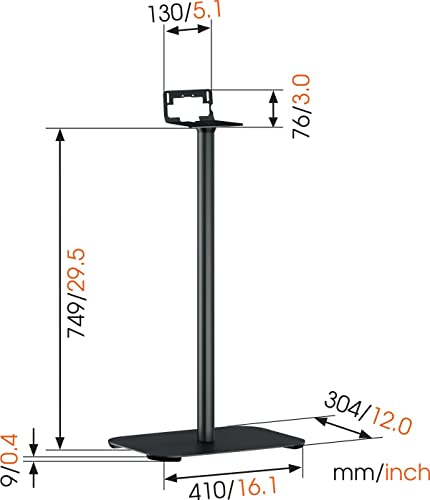 Vogel's Sound 3305 Universal Speaker Floor Stand | Max. 15 Lbs (6.5 Kg) | Height: 29.5 Inch | Also Fits Sonos Five & Play:5 | Universal Compatibility | Black | 1 Floor Stand #TOP5