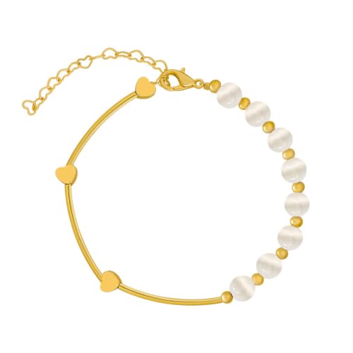 Bracelet opale cœur pour femme avec perle de lune ajustable pour style coréen chic