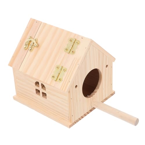 Levemolo 鳥の巣の繁殖箱 インコの巣箱 手作りの木製のインコの巣 インコの生息地ボックス 繁殖用の掃除が簡単なインコの巣箱