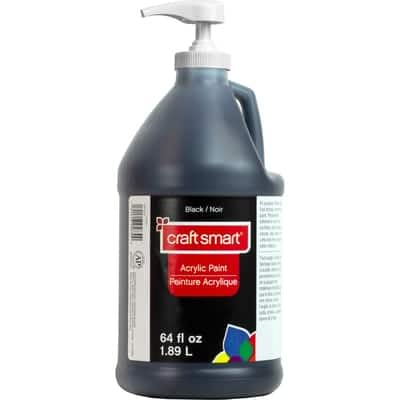 Craft Smart 64oz. Black Acrylic Paint Fast Drying Paint for Drawing, Painting, Art & Crafts Supplies - 1 Pack