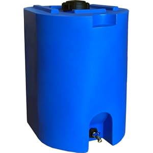 WaterPrepared Stackable Plastic Drinking Water Storage Tank with Spigots, 55 Gallon, Blue – Portable Emergency Hydration Container for Survival or Disaster Preparedness