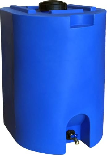 WaterPrepared Stackable Plastic Drinking Water Storage Tank with Spigots, 55 Gallon, Blue - Portable...