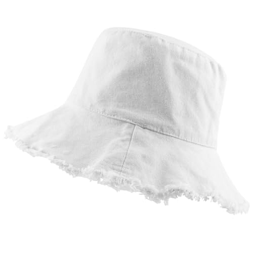 Sombrero de pescador blanco sombrero de pescador protección solar de blanco talla única gorra de pesca de algodón ligera y transpirable con flecos elegantes para el sol