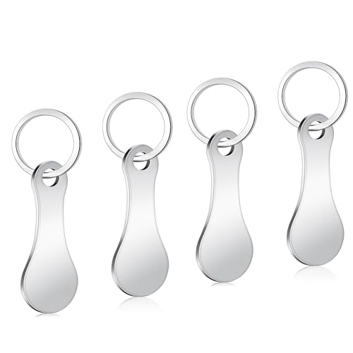 MOYWYCNO 4 Pcs Trolley Token,Stainless Steel Trolley Coin Removable Trolley Key for Releasing Supermarket Trolleys Shopping Trolley Token