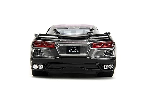 Jada Pink Slips 1:24 W2 2020 Chevy Corvette Stingray Die-Cast Car w/Base, Toys for Kids and Adults(Metallic Grey/Pink) - Image 4