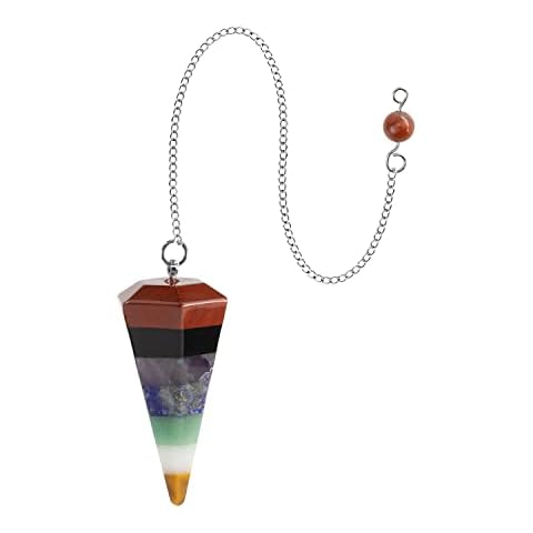 7 Chakra Crystal Pendulum for Healing Dowsing Scrying Meditation Divination,Natural Stone Accurate and Powerful Cover