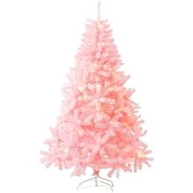 6Ft Artificial Christmas Tree with Lights Christmas Tree with Metal Stand for Holiday Festival Parties Home Office Decoration, 8 Modes Warm White 200 LED Lights