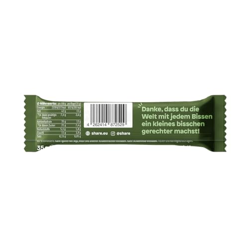 share Bio Nussriegel Schoko Haselnuss Karamell 15 x 35 g – vegan – ohne Palmöl – Bio Snackriegel – Haselnüsse, dunkle Schokolade & Karamell – Spendet Mahlzeiten