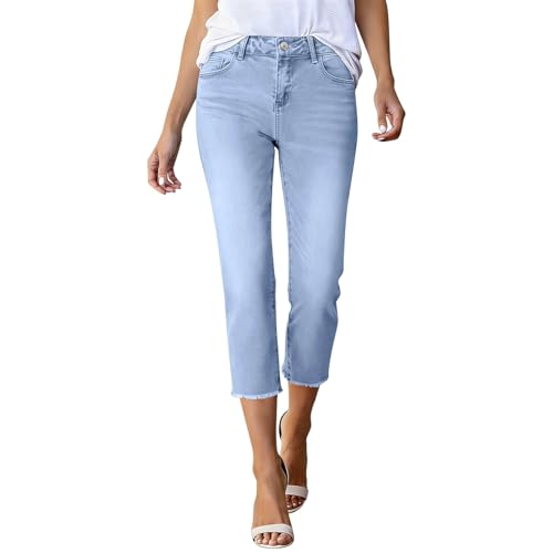 Capri jeans 3/4 pour femme et pantalon d'été stretch ajusté