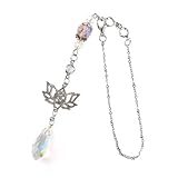 LuneClat Lotus Pendant Suncatcher Window Hanging - 8'' Rear View Mirror Car Charm Accessories for Women Men, Garden Home Healing Decor