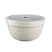 Mason Cash Innovative Kitchen Stoneware Pudding Dimmable with Airtight Sealing Lid, 0.9 litre, White/Grey