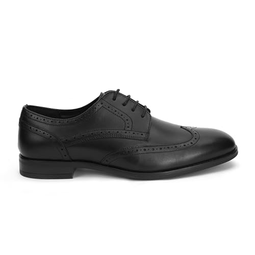 Image of Thomas Crick Men's Genuine Leather Brogue Shoes | Premium Slip-On Formal Dress Shoes with Cushioned Insole & Anti-Slip Sole for Office, Wedding & Business Wear