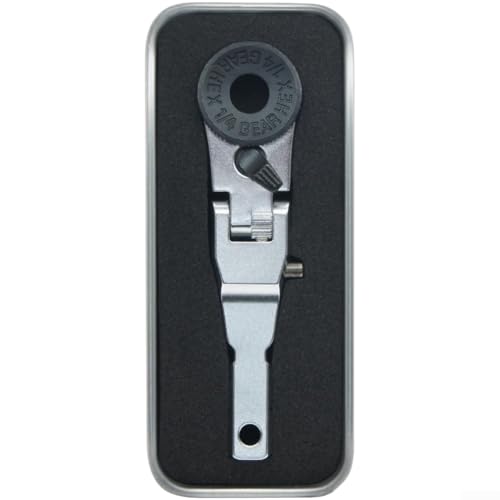 Llave de trinquete de cabeza plana, 6,7 x 1,7 x 0,7 cm, herramienta EDC con adaptador multiherramienta, construcción de acero de aleación, compacta para el transporte diario (2)