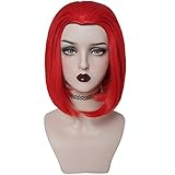 YOGFIT Women's Red Alien Grace Matted Hair Chin Length Synthetic Wig for Cosplay Halloween Costume