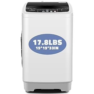Nictemaw Portable Washing Machine, 17.8Lbs Capacity Full-Automatic Portable Washer with Drain Pump, 2.4Cu.ft Washer and Dryer Combo with LED Display, 10 Programs & 8 Water Levels for Apartment Dorm RV