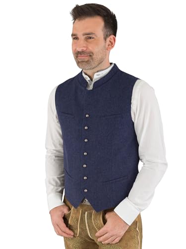 Preisvergleich Produktbild Hammerschmid Trachtenweste Max blau ohne Ärmel, klassische Lodenweste für Herren, elegantes Gilet für Männer 58