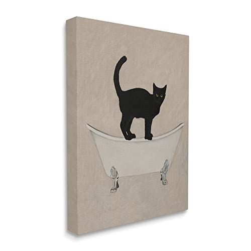 Image of Black Cat Claw Foot Bathtub, 24 x 30 Inch Canvas Wall Art