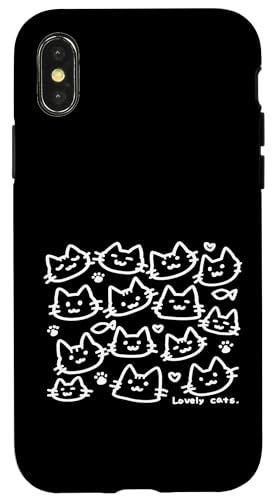 Lovely cats 킢ɂ񂱂 L LD  킢 CAT qL  l^ p X}zP[X iPhone X/XS p
