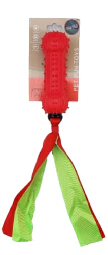 PnM Pet Dog Non Toxic Bone Shape Squeaky & Rope Dog Toy Puppy Toy Puppy Chew Toy Puppy Rope Toy Teething Toy for Dogs & Puppies - Orange