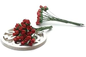 50 Red Tiny Mini Rose Scrapbook Craft Paper Flower